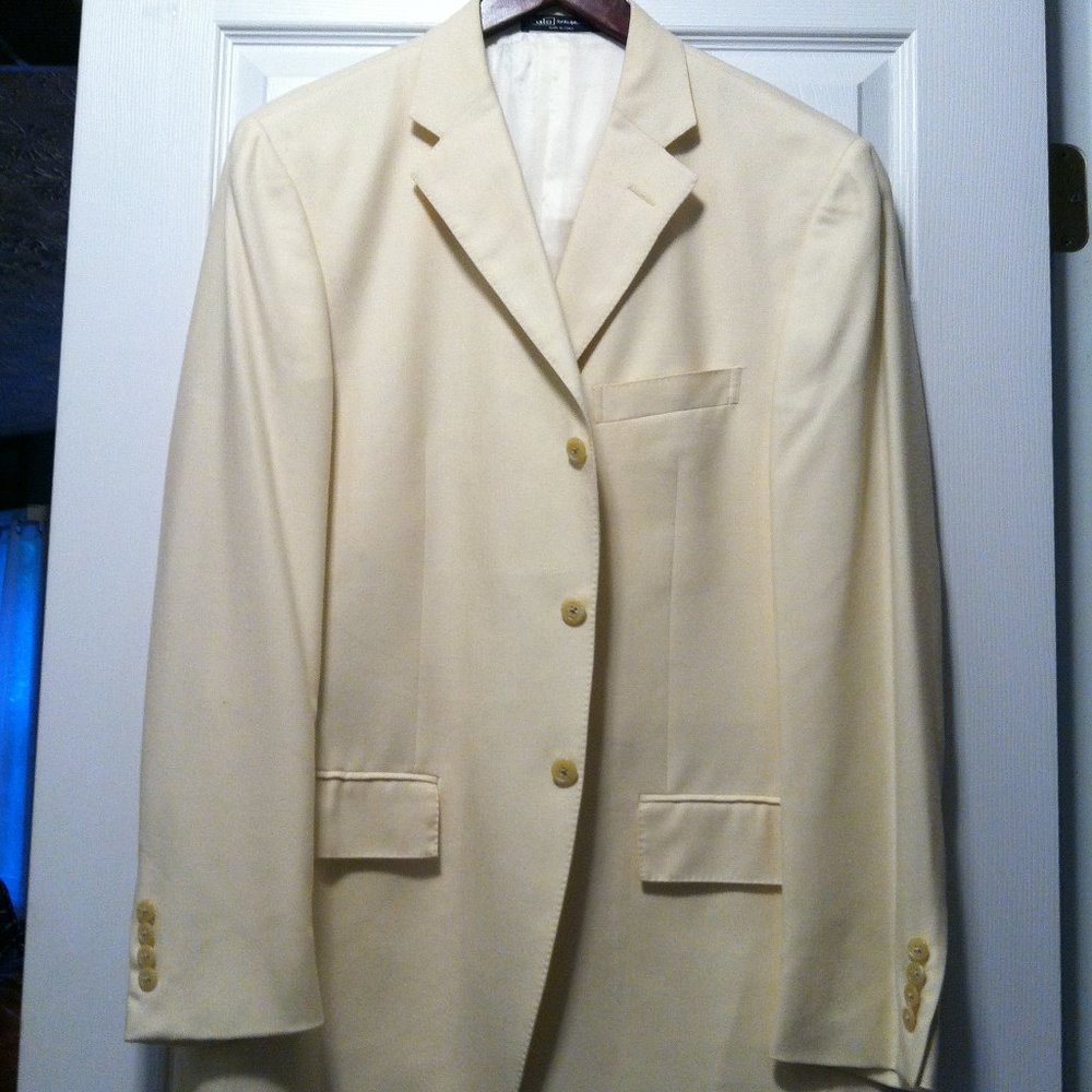 POLO RALPH LAUREN MENS PRE-OWNED 100%CASHMERE SPORT COAT BLAZER JACKET SIZE: 44R